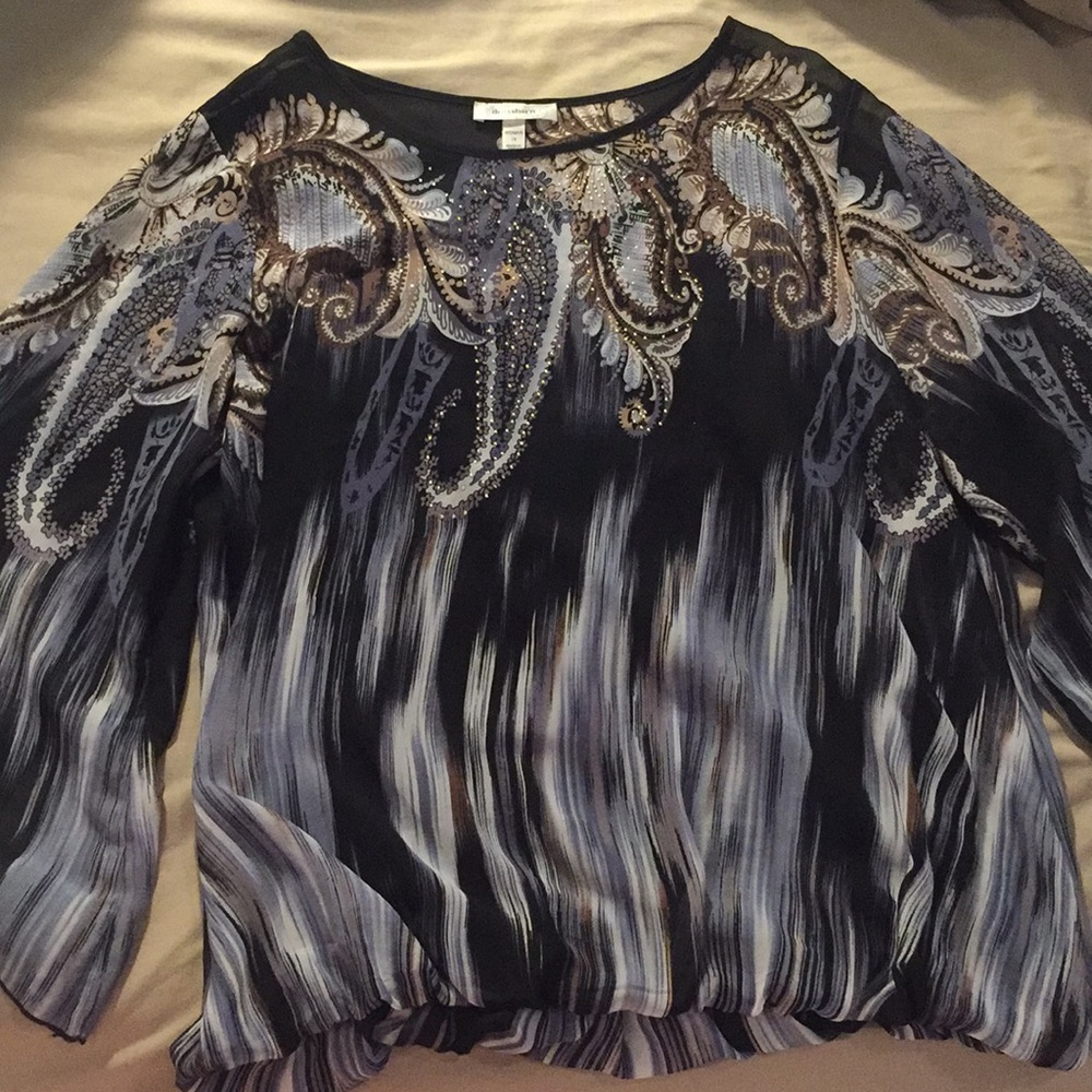 Beautiful beaded sheer lined blouse